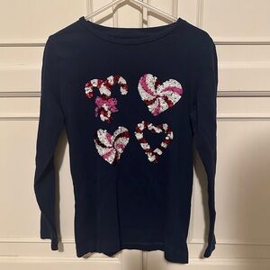 J. Crew Crewcuts Navy Blue Holiday Sequined Long Sleeve Top